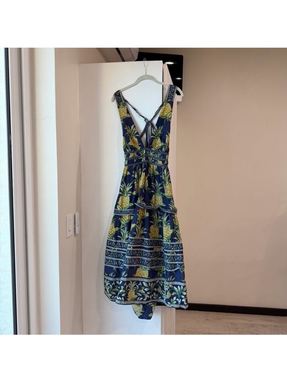FARM Rio Navy Blue Pineapple Halter Midi Dress - Picture 7 of 8